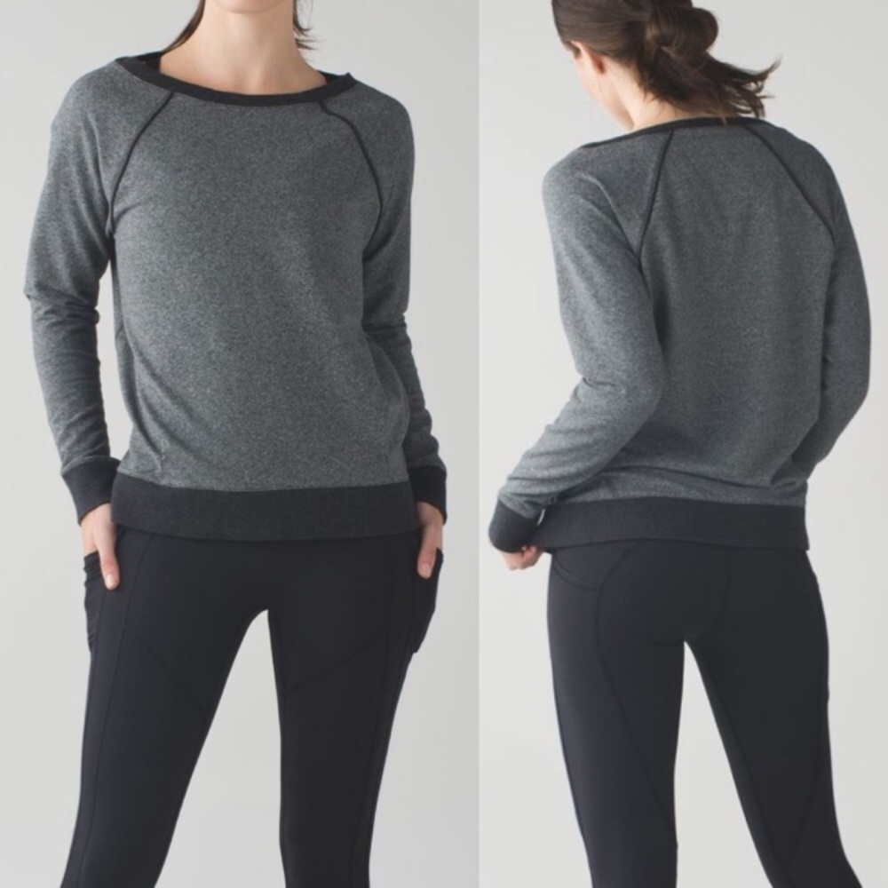 lululemon athletica Gray Crewneck Sweatshirt with Black Trim